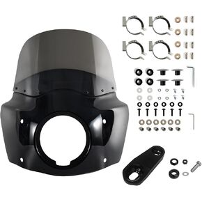 FATECIM Motorcycle 5.75" Headlight Fairing with 15" Smoke Windshield Windscreen & 35-41mm Mounting Hardware for Harley 86-15 Sportster 1200 Iron 883 XL883N Seventy Two Sportster 1100