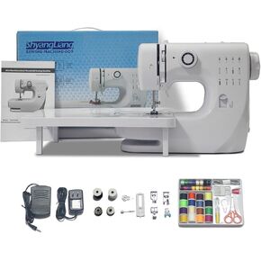 Sewing Machine for Beginners, Mini Portable Machine Electric, 12 Built-In Stitches Dual Speed with Foot Pedal, 6 Replaceable Presser Feet, Extension Table, Sewing Kit