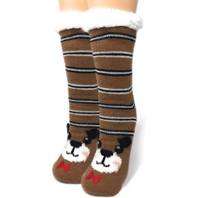 ooohyeah Women’s Sherpa Slipper Socks, Animal Lovers Cozy Warm Soft Slipper Socks One Size