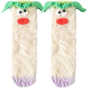 Coral Velvet Three-Dimensional Quirky Socks - Warm Cozy Fluffy Cartoon Monster Socks