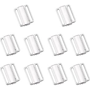 10 Sets Bra Strap Hooks 3/4 Inch Bra/Bikini Hook Closure Nickel Free Front Closing Bathing Suit Replacement Clasp for DIY Craft Bra Making Lingerie Sewing