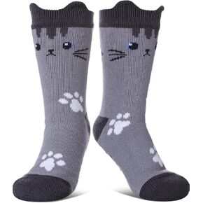 FNOVCO Cat Slipper Socks for Women with Grippers Fuzzy Soft Thick Winter Cozy Indoor Non Slip Warm Socks in Kuwait