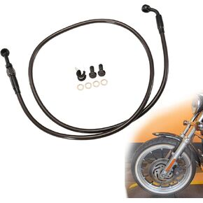 Tigersgate 14" Ape Hanger Handlebar Sportster Extended Front Brake Line/Cable Black Vinyl Stainless Steel Braided for 2004-up Sportster XL non-ABS