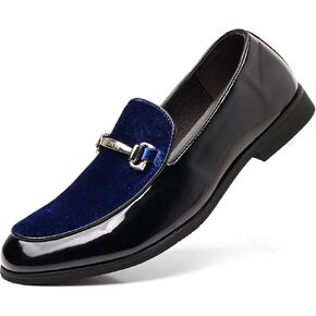COSIDRAM Men's Casual Shoes Fashion Velvet Patent Leather Loafers Classic Gold Buckle Business Party Shoes