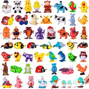 50 Pcs Assorted Animals Wind up Toys Flipping Walking Jumping Swimming Clockwork Toy for Birthday Party Favors Classroom Prizes Treasure Box Goodie Bags Piñata Filler