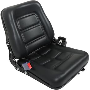 GXYWADY Universal Adjustable Fold Down Forklift Seat Replacement for Tractor Loader Excavator Forklift Black