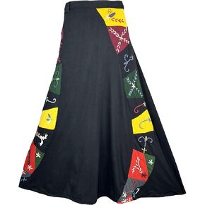 Agan Traders Women's 2024 Fall Distressed Boho Gypsy Hippie Patched Skirt - Adjustable Wrapper Long Skirts for Women