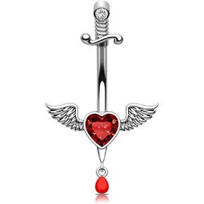 Melighting 14G 10mm Halloween Belly Button Ring Stainless Steel 316L Heart Belly Ring Dangle Belly Ring For Women Arrow Belly Piercing Belly Piercing Jewelry