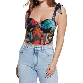 GUESS Women's Eco Tied Margot Mesh Corset Top