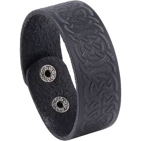 VJOSA Punk Rock Vintage Print Pattern Wristband Pu Leather Cuff Bracelet