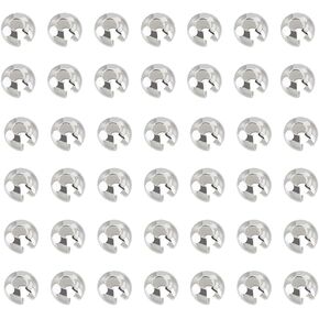 PH PandaHall 100pcs 925 Sterling Silver Crimp Bead Knot Covers 3mm Cord Knot End Caps Half Round Open Knot Cover Loose Knot Cover Caps for Jewelry Making Earring Bracelet Necklace DIY Craft