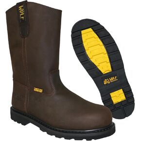 WOLF Work Boot | 100% Genuine Upper Leather | Oil, Heat, Chemical, Impact, Puncture Resistant | Electrical Hazards | Non-Slip Rubber Sole | Dual Pullers | Construction | Industrial PPE
