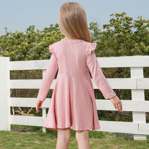 Toddler Girls Sweater Dresses Baby Long Sleeve Ruffle Knitted Winter Dresses for Girl Casual Solid Kids Fall Dress in Saudi Arabia