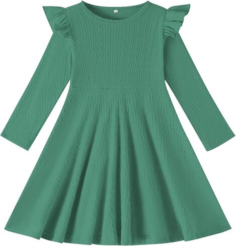 Toddler Girls Sweater Dresses Baby Long Sleeve Ruffle Knitted Winter Dresses for Girl Casual Solid Kids Fall Dress in Saudi Arabia