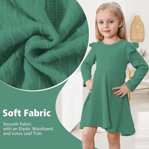 Toddler Girls Sweater Dresses Baby Long Sleeve Ruffle Knitted Winter Dresses for Girl Casual Solid Kids Fall Dress in Saudi Arabia