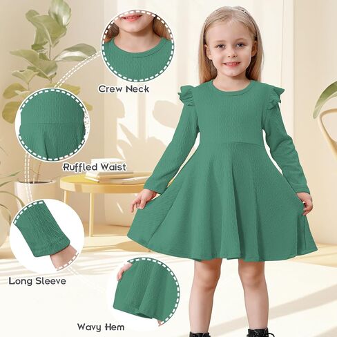Toddler Girls Sweater Dresses Baby Long Sleeve Ruffle Knitted Winter Dresses for Girl Casual Solid Kids Fall Dress in Saudi Arabia