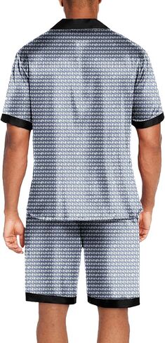 Ekouaer Men Silk Pajamas Set Button Down Satin Sleepwear 2 Piece Pj Shorts Set Summer Loungewear in Saudi Arabia