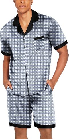 Ekouaer Men Silk Pajamas Set Button Down Satin Sleepwear 2 Piece Pj Shorts Set Summer Loungewear in Saudi Arabia