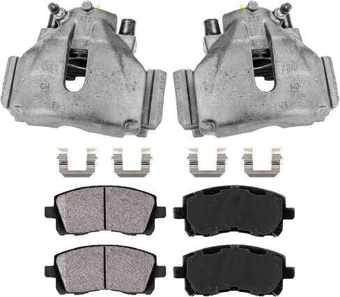 Callahan CCK04344 [2] زوج فرجار الفرامل الأصلي الفاخر الأمامي + وسادات السيراميك + الأجهزة [تناسب Saab 9-3 9-5 Saturn L] in Saudi Arabia