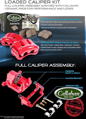 Callahan CCK02448 [2] مجموعة مجموعة فرجار OE المحملة الخلفية + [4] وسادات فرامل سيراميك هادئة منخفضة الغبار in Saudi Arabia