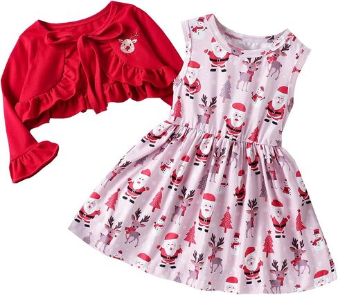 Toddler Girls Easter Day Dress and Cardigan Set Little Girls 2-Piece Easter Day Outfits Set in Kuwait