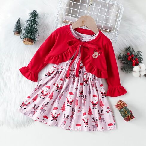 Toddler Girls Easter Day Dress and Cardigan Set Little Girls 2-Piece Easter Day Outfits Set in Kuwait