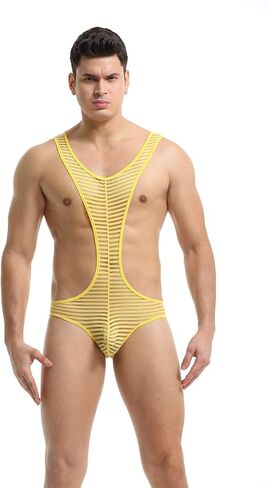 Men's Mankini Leotard Ice Silk Jockstrap Bodysuit Underwear Back Hollow Out Wrestling Singlet Bodysuit in Saudi Arabia