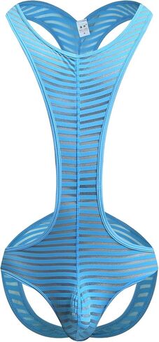 Men's Mankini Leotard Ice Silk Jockstrap Bodysuit Underwear Back Hollow Out Wrestling Singlet Bodysuit in Saudi Arabia