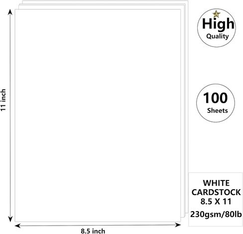 100 Sheets White Cardstock 8.5 x 11, 80lb Heavy Card Stock Paper, Thick Cardstock Printer Paper for Invitations, Certificate, Menus, Wedding, DIY Cards in Saudi Arabia