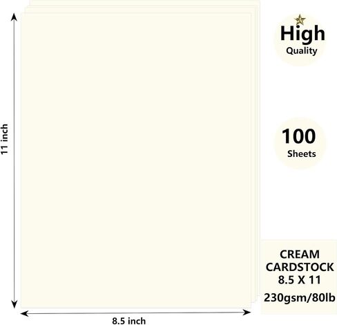 100 Sheets White Cardstock 8.5 x 11, 80lb Heavy Card Stock Paper, Thick Cardstock Printer Paper for Invitations, Certificate, Menus, Wedding, DIY Cards in Saudi Arabia