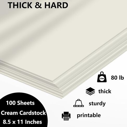 100 Sheets White Cardstock 8.5 x 11, 80lb Heavy Card Stock Paper, Thick Cardstock Printer Paper for Invitations, Certificate, Menus, Wedding, DIY Cards in Saudi Arabia