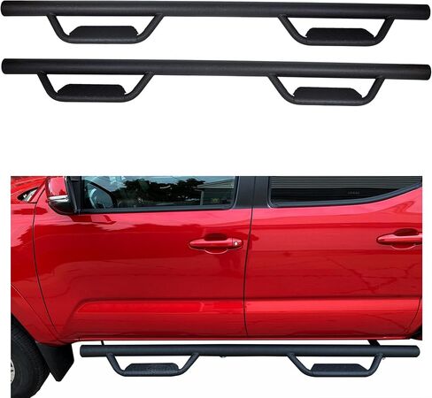ECOTRIC Running Boards Compatible with 2005-2023 Toyota Tacoma Double Cab with 4 Full Size Nerf Bars Door Dropped Side Steps Hoop (Matte Black) in Saudi Arabia