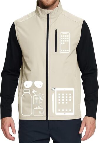 M MAELREG Mens Vests Outerwear Windproof Lightweight Softshell Vests Zip Pockets Sports Sleeveless Jacket Golf Vests for Men in Saudi Arabia