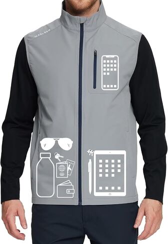 M MAELREG Mens Vests Outerwear Windproof Lightweight Softshell Vests Zip Pockets Sports Sleeveless Jacket Golf Vests for Men in Saudi Arabia