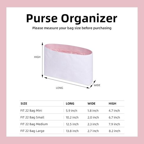 DGAZ Lightweight Purse Organizer Insert for Chanel 22 Bag,Silk and Dupontpaper handbag inner for Luxury Bags(Craie,S) in Kuwait