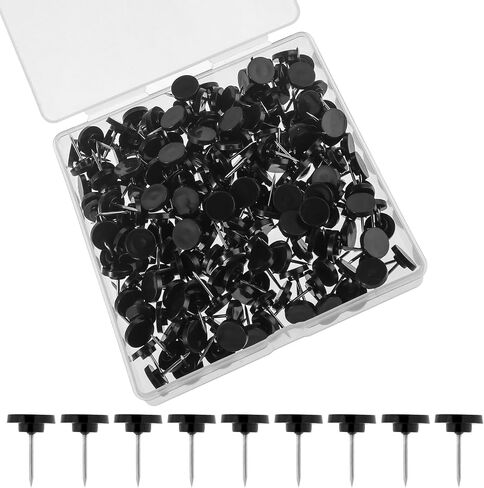 200 Count Flat Push Pins with Plastic Head, Black Thumb Tacks for Wall Picture Hanging Metal Nails Decorative Black Thumbtacks Flat for Cork Board Wooden Photo Wall and Bulletin in Saudi Arabia