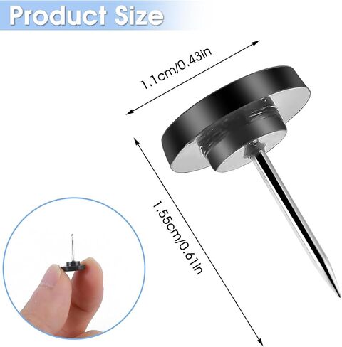 200 Count Flat Push Pins with Plastic Head, Black Thumb Tacks for Wall Picture Hanging Metal Nails Decorative Black Thumbtacks Flat for Cork Board Wooden Photo Wall and Bulletin in Saudi Arabia