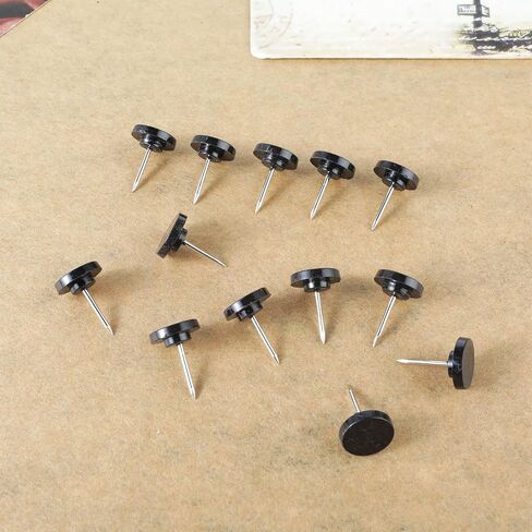 200 Count Flat Push Pins with Plastic Head, Black Thumb Tacks for Wall Picture Hanging Metal Nails Decorative Black Thumbtacks Flat for Cork Board Wooden Photo Wall and Bulletin in Saudi Arabia
