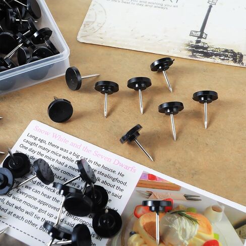 200 Count Flat Push Pins with Plastic Head, Black Thumb Tacks for Wall Picture Hanging Metal Nails Decorative Black Thumbtacks Flat for Cork Board Wooden Photo Wall and Bulletin in Saudi Arabia