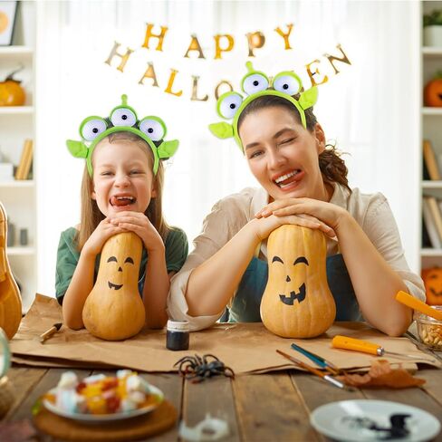 KKBES 2 Pack Three-eyed Alien Headbands, Alien Monster Headband, Green Monster Headband, Halloween Costume Hair Bands in Kuwait