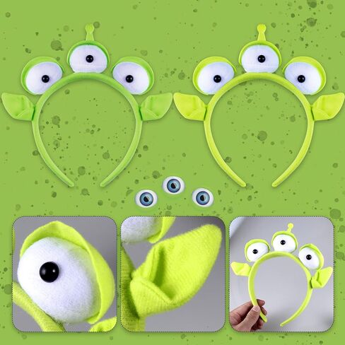 KKBES 2 Pack Three-eyed Alien Headbands, Alien Monster Headband, Green Monster Headband, Halloween Costume Hair Bands in Kuwait