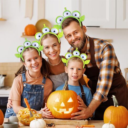 KKBES 2 Pack Three-eyed Alien Headbands, Alien Monster Headband, Green Monster Headband, Halloween Costume Hair Bands in Kuwait