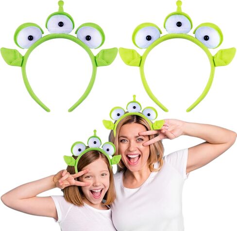 KKBES 2 Pack Three-eyed Alien Headbands, Alien Monster Headband, Green Monster Headband, Halloween Costume Hair Bands in Kuwait