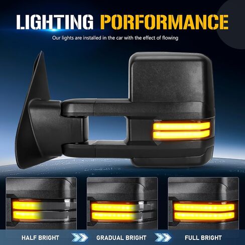 Towing Tow Mirrors Fit for Toyota for Tundra 2007-2017 for Sequoia 2008-2017 Turn Signal Light Running Light Heated Power Glass Manual Extending Folding in Saudi Arabia