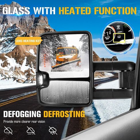 Towing Tow Mirrors Fit for Toyota for Tundra 2007-2017 for Sequoia 2008-2017 Turn Signal Light Running Light Heated Power Glass Manual Extending Folding in Saudi Arabia