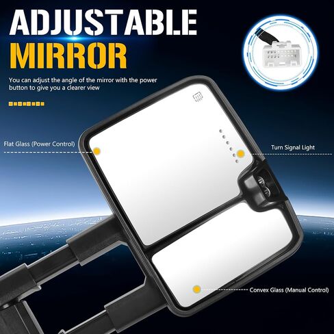 Towing Tow Mirrors Fit for Toyota for Tundra 2007-2017 for Sequoia 2008-2017 Turn Signal Light Running Light Heated Power Glass Manual Extending Folding in Saudi Arabia