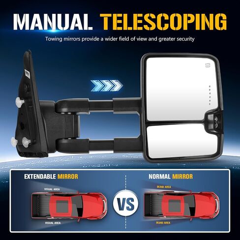 Towing Tow Mirrors Fit for Toyota for Tundra 2007-2017 for Sequoia 2008-2017 Turn Signal Light Running Light Heated Power Glass Manual Extending Folding in Saudi Arabia