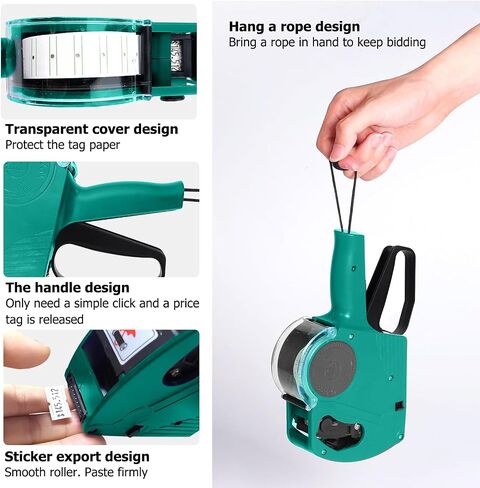 MX-5500 8 Digits Price Tag Gun with 5000 White Sticker Labels and 3 Extra Inker, Price Gun with Labels Kit, Label Maker Pricing Gun Kit, Numerical Tag Gun for Office, Grocery Store Marking(green) in Saudi Arabia