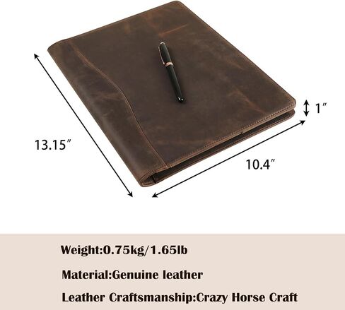 Genuine Leather Padfolio,Free Engraved Name, Personalized Leather Portfolio, A4 Document Folder Legal Pad Padfolio, Resume Folio for Men & Women in Kuwait