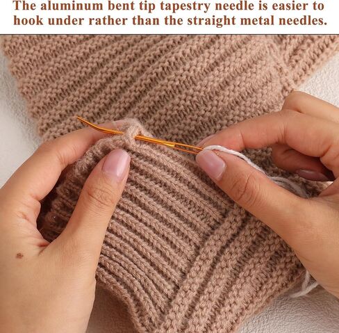 8Pcs Large Eye Darning Needles for Wool, Aluminum Curved Embroidery Needle Large Eye Curved Blunt Needles Sewing Needles Hand Knitting Needles Tapestry Needles with Wooden Case for Yarn Crochet in Saudi Arabia
